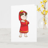 Hund als Feuerwehrmann mit Helm Karte (Gelbe Blume)