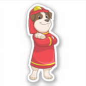 Hund als Feuerwehrmann mit Helmet Aufkleber (Vorderseite)