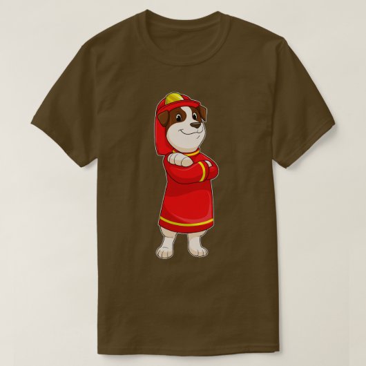 Hund als Feuerwehrmann mit Helmet T-Shirt (Design vorne)