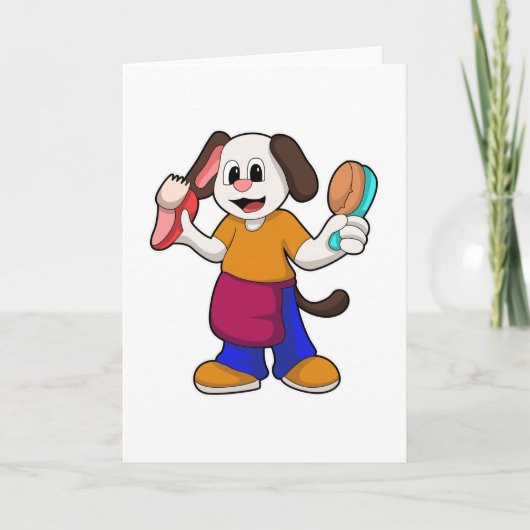 Hund als Friseur mit Razor Karte (Vorderseite)