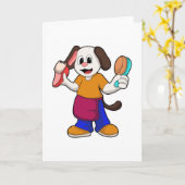 Hund als Friseur mit Razor Karte (Gelbe Blume)