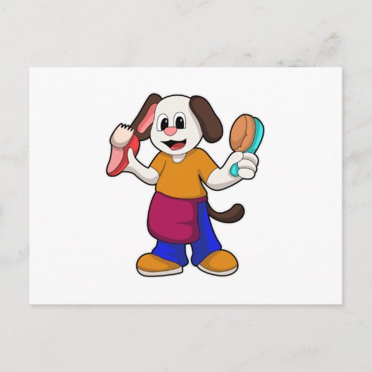 Hund als Friseur mit Razor Postkarte (Vorderseite)