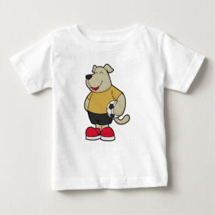 Hund als Fußballspieler mit Fußball Baby T-shirt
