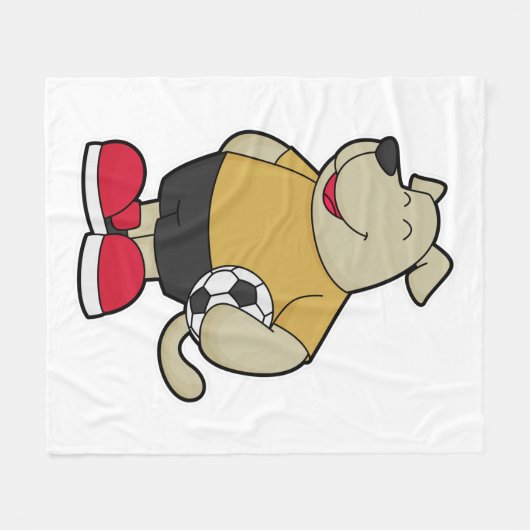 Hund als Fußballspieler mit Fußball Fleecedecke (Vorderseite (Horizontal))