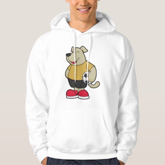 Hund als Fußballspieler mit Fußball Hoodie (Vorderseite)