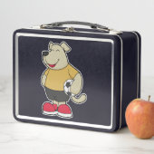 Hund als Fußballspieler mit Fußball Metall Brotdose (Beispiel)