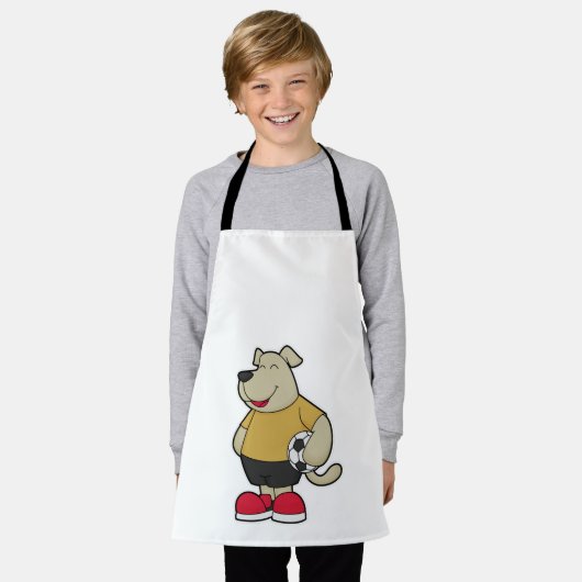 Hund als Fußballspieler mit Fußball Schürze (Getragen)