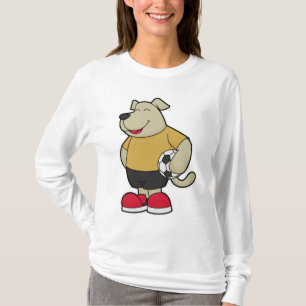 Hund als Fußballspieler mit Fußball T-Shirt