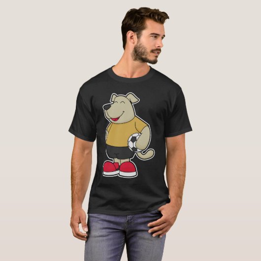 Hund als Fußballspieler mit Fußball T-Shirt (Vorne ganz)