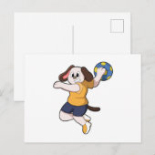 Hund als Handballspieler mit Handball Postkarte (Vorne/Hinten)
