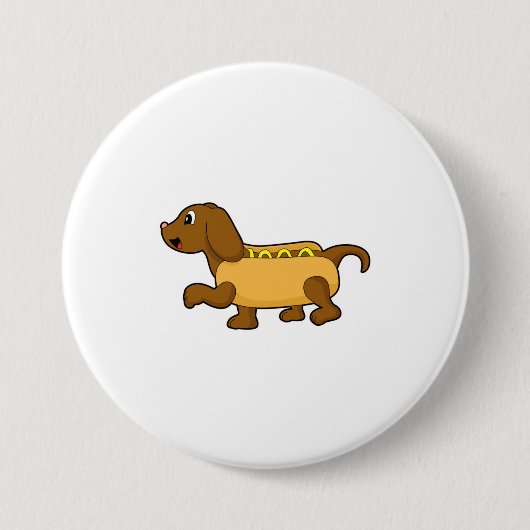 Hund als Hotdog Button (Vorderseite)