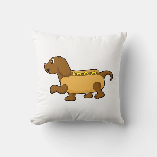 Hund als Hotdog Kissen (Vorderseite)