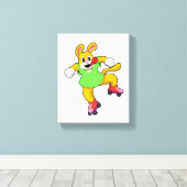 Hund als Inline-Skater mit Inline-Skaten Leinwanddruck (Insitu (Holzboden))