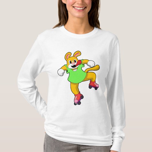 Hund als Inline-Skater mit Inline-Skaten T-Shirt (Vorderseite)