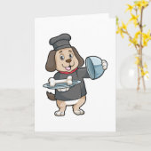 Hund als Koch mit Tablett und Knochen Karte (Gelbe Blume)