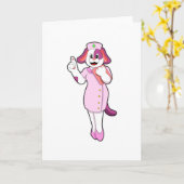 Hund als Krankenschwester Karte (Gelbe Blume)