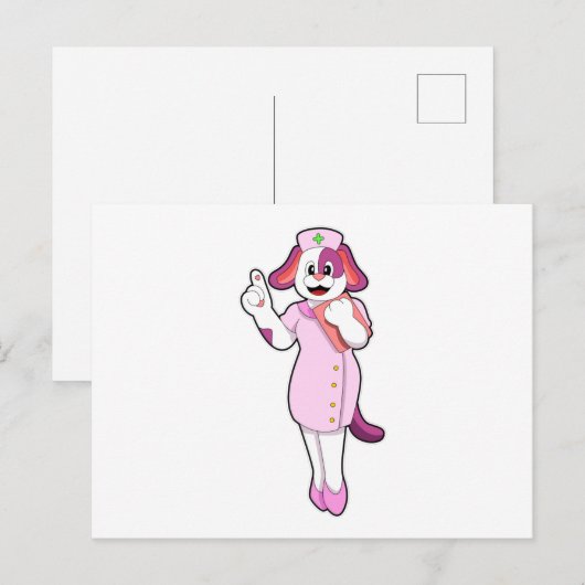 Hund als Krankenschwester Postkarte (Vorne/Hinten)