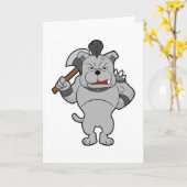 Hund als Krieger mit Ax Karte (Gelbe Blume)