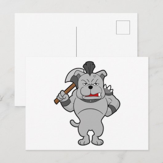 Hund als Krieger mit Ax Postkarte (Vorne/Hinten)