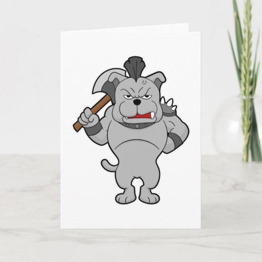 Hund als Krieger mit Axt Karte (Vorderseite)
