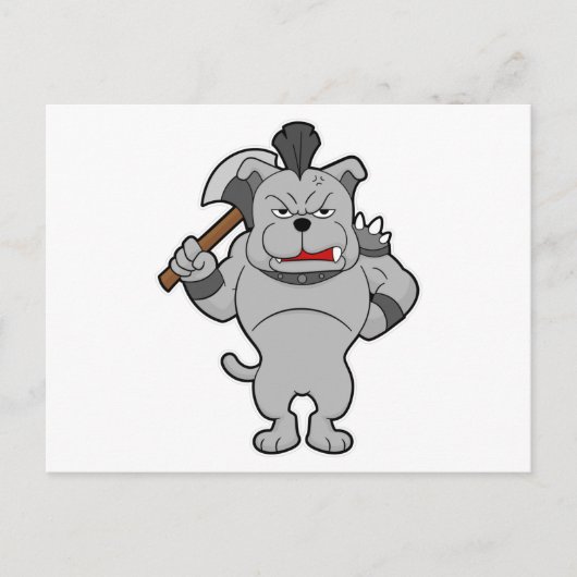 Hund als Krieger mit Axt Postkarte (Vorderseite)