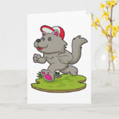 Hund als Läufer mit Mütze Karte (Gelbe Blume)