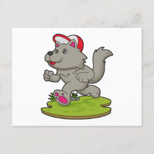 Hund als Läufer mit Mütze Postkarte