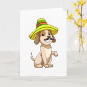 Hund als Mexikaner mit Strohhut Karte (Gelbe Blume)