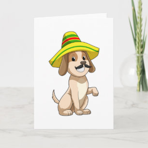 Hund als Mexikaner mit Strohhut Karte
