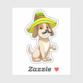 Hund als Mexikanerin mit Strohhut Aufkleber (Blatt)