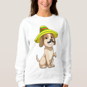 Hund als Mexikanerin mit Strohhut Sweatshirt (Vorderseite)