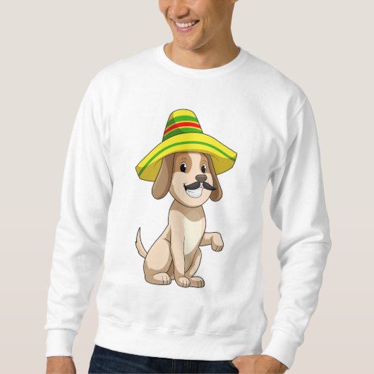 Hund als Mexikanerin mit Strohhut Sweatshirt (Vorderseite)