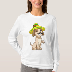 Hund als Mexikanerin mit Strohhut T-Shirt
