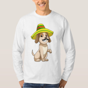 Hund als Mexikanerin mit Strohhut T-Shirt