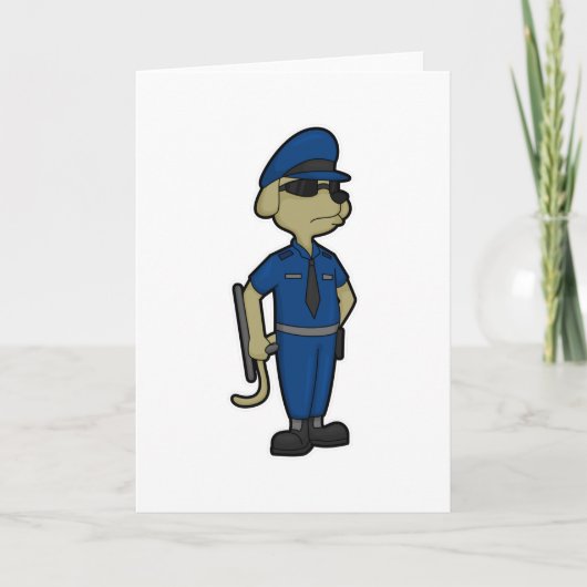 Hund als Polizeibeamter mit Baton & Sonnenbrille Karte (Vorderseite)