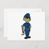 Hund als Polizeibeamter mit Baton & Sonnenbrille Postkarte (Vorne/Hinten)