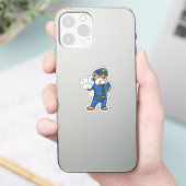 Hund als Polizeibeamter mit einheitlicher Aufkleber (Telefon)