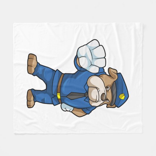 Hund als Polizeibeamter mit einheitlicher Fleecedecke (Vorderseite (Horizontal))