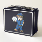 Hund als Polizeibeamter mit einheitlicher Metall Brotdose (Rückseite)