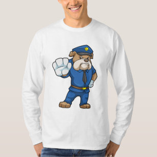 Hund als Polizeibeamter mit einheitlicher T-Shirt