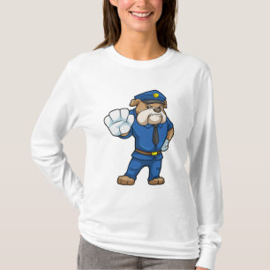 Hund als Polizeibeamter mit einheitlicher T-Shirt
