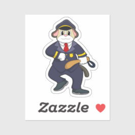 Hund als Polizeibeamter mit Polizeiuniform Aufkleber