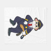 Hund als Polizeibeamter mit Polizeiuniform Fleecedecke (Vorderseite (Horizontal))