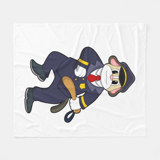 Hund als Polizeibeamter mit Polizeiuniform Fleecedecke (Vorderseite (Horizontal))