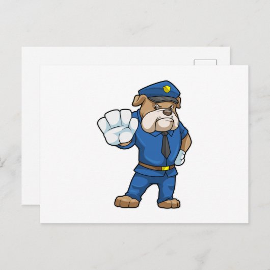Hund als Polizeibeamter mit Polizeiuniform Postkarte (Vorne/Hinten)