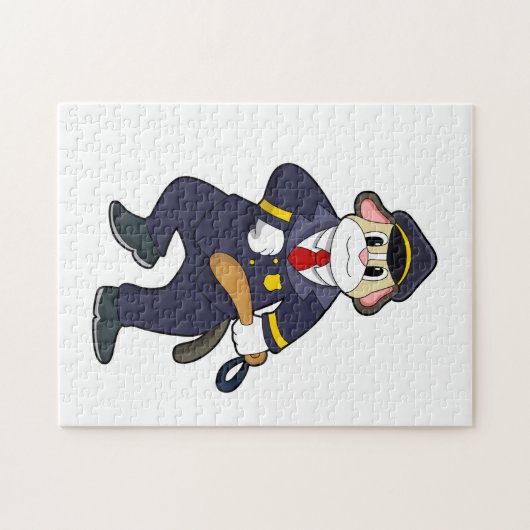 Hund als Polizeibeamter mit Polizeiuniform Puzzle (Horizontal)