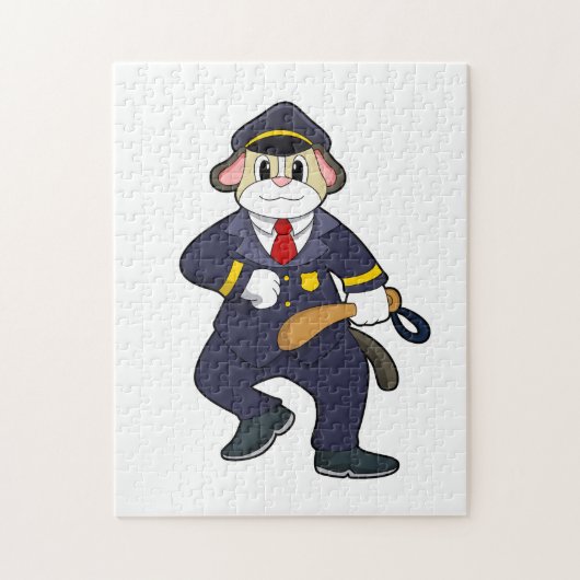 Hund als Polizeibeamter mit Polizeiuniform Puzzle (Vertikal)