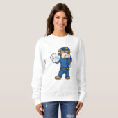 Hund als Polizeibeamter mit Polizeiuniform Sweatshirt (Vorne ganz)