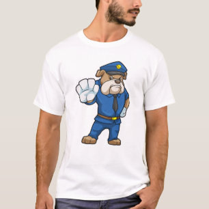 Hund als Polizeibeamter mit Polizeiuniform T-Shirt