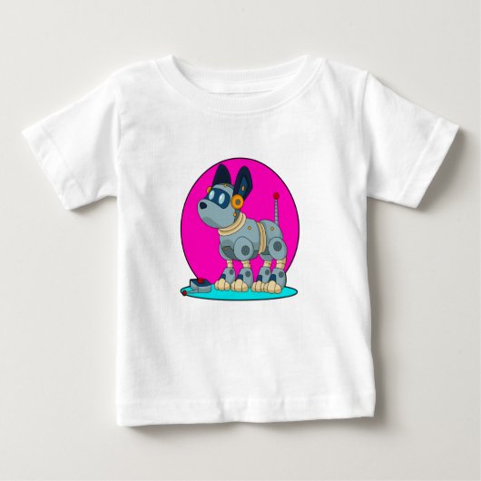 Hund als Roboter Baby T-shirt (Vorderseite)